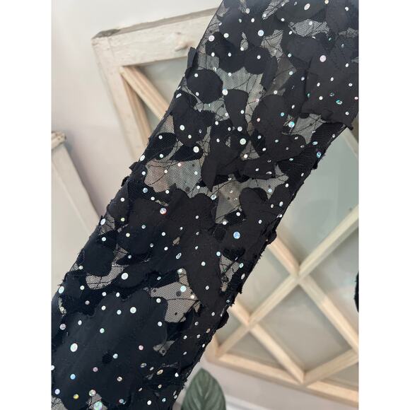 Vintage Joseph Ribkoff size 10 black lace and rhinestone zip jacket Union made - Picture 3 of 6